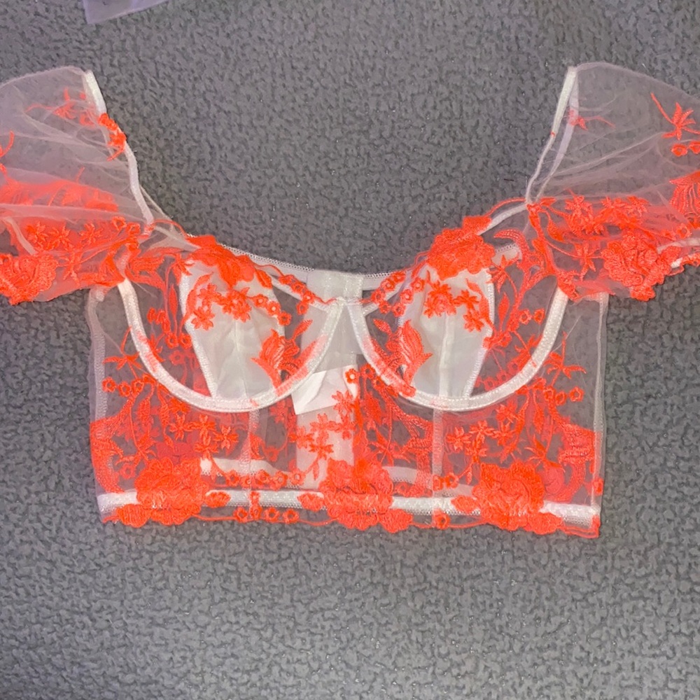 Orange & White Lace Corset